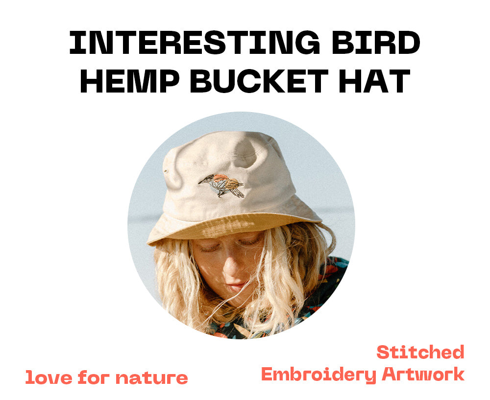 INTERESTING BIRD HEMP BUCKET HAT